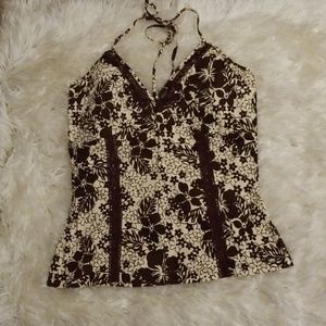 Women's Sleeveless Top Brown & Cream Size Small